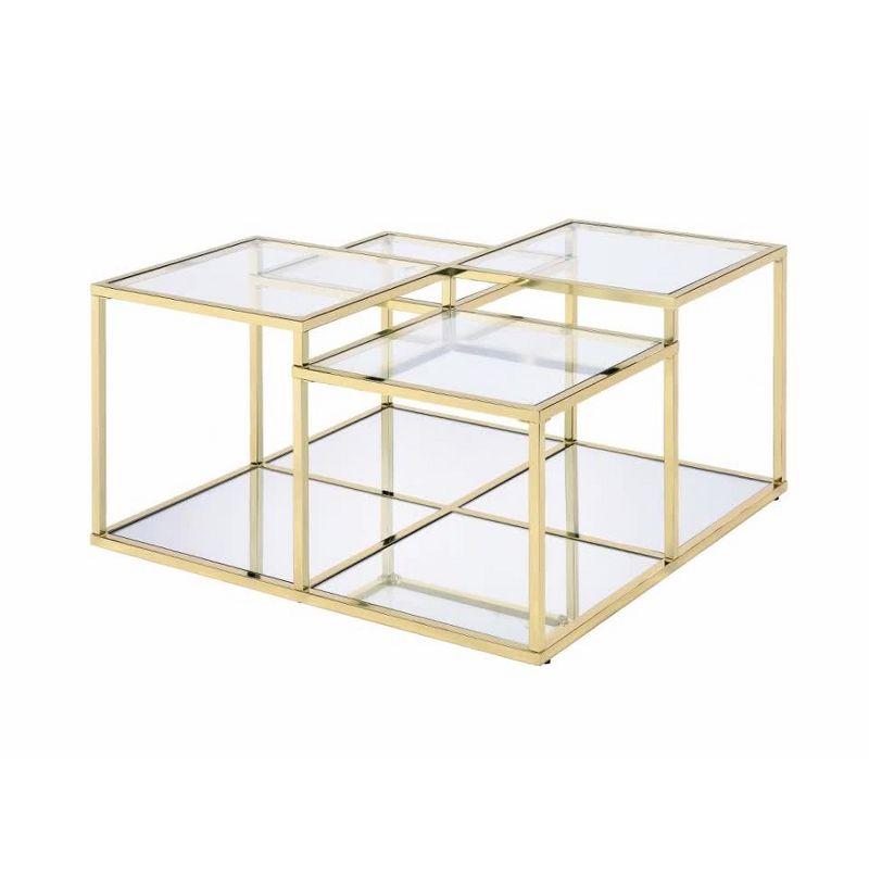 34" Uchenna Coffee Table Clear Glass/Gold Finish - Acme Furniture