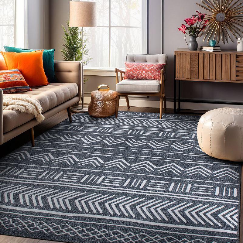 World Rug Gallery Contemporary Geometric Bohemian Machine Washable Area Rug