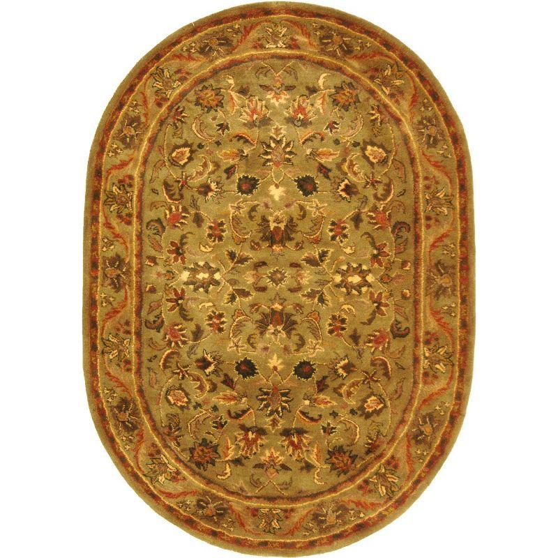 Antiquity AT52 Hand Tufted Indoor Area Rug - Olive/Gold - 4'6"x6'6" Oval - Safavieh