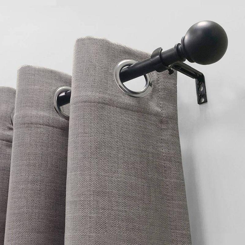 Decorative Drapery Curtain Rod with Sphere Finials Matte Black - Lumi Home Furnishings