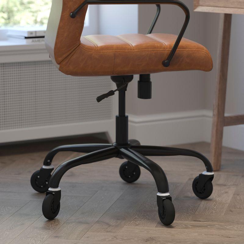 Flash Furniture Whitney High Back Executive Swivel Office Chair with Black Frame, Arms, and Transparent Roller Wheels