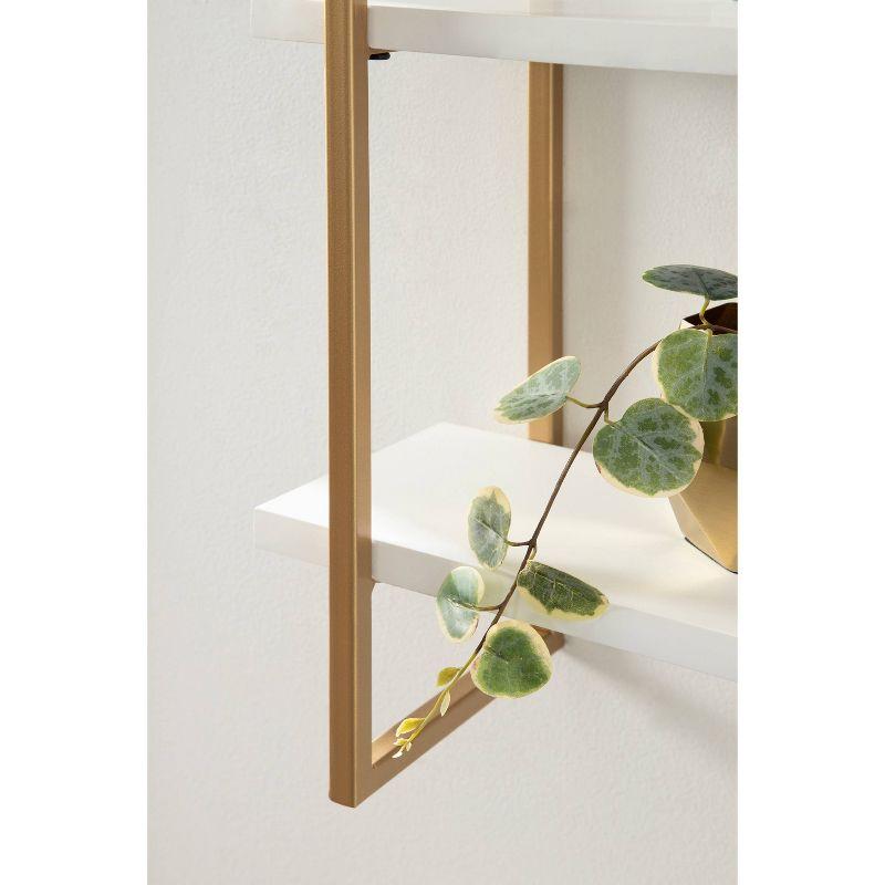 20" x 30" Leigh Wood and Metal Wall Shelf White/Gold - Kate & Laurel All Things Decor
