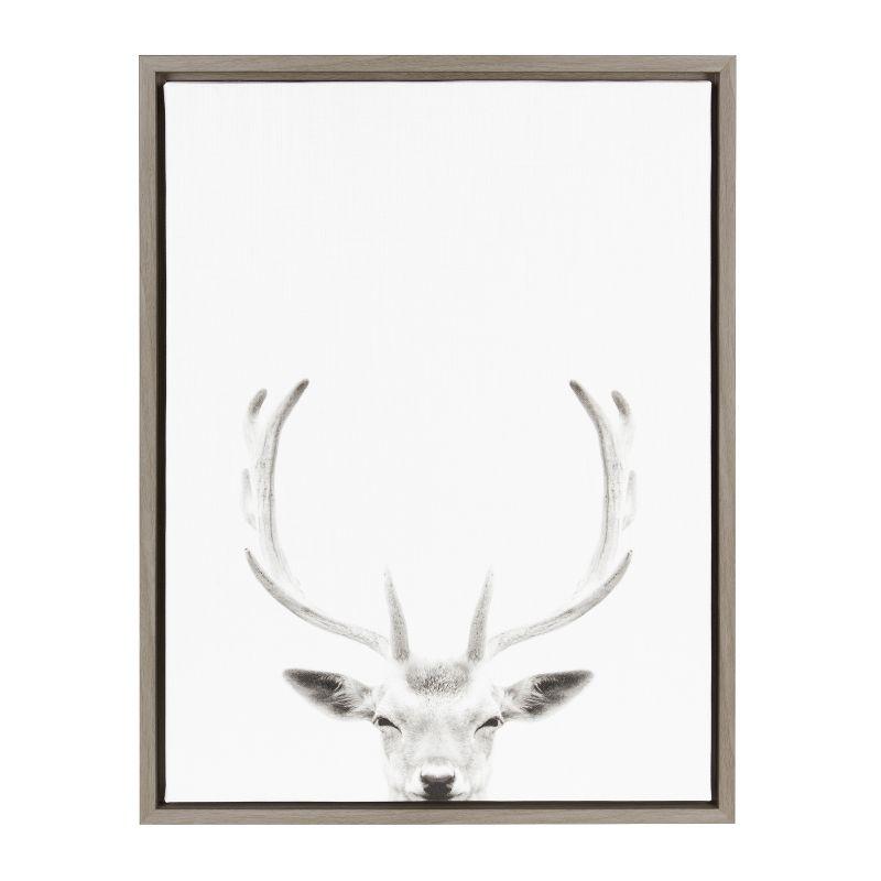 Gray Framed Deer Antlers Canvas Wall Art for Kids