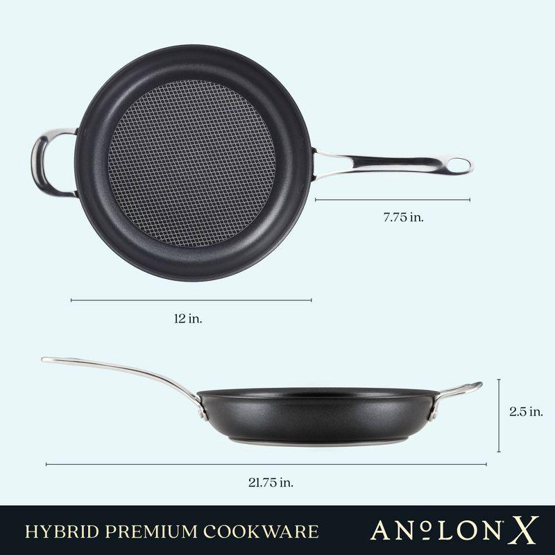 Anolon X Hybrid Cookware Nonstick Frying Pan with Helper Handle, 12-Inch