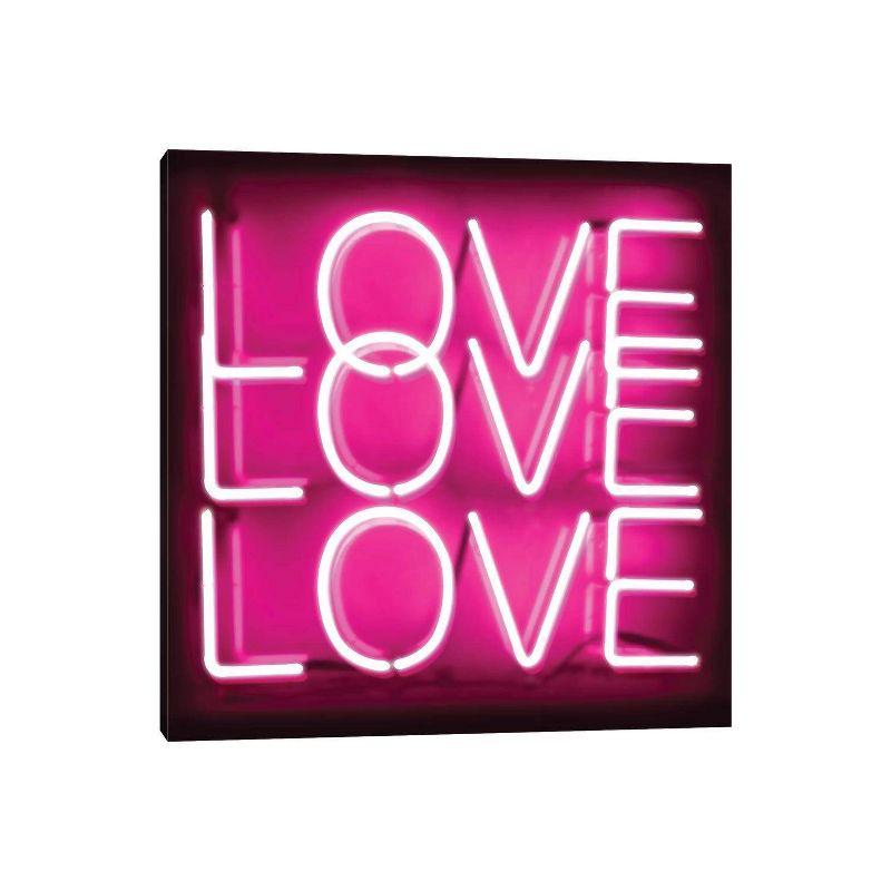 Neon Love Love Love Pink on Black by Hailey Carr Unframed Wall Canvas - iCanvas