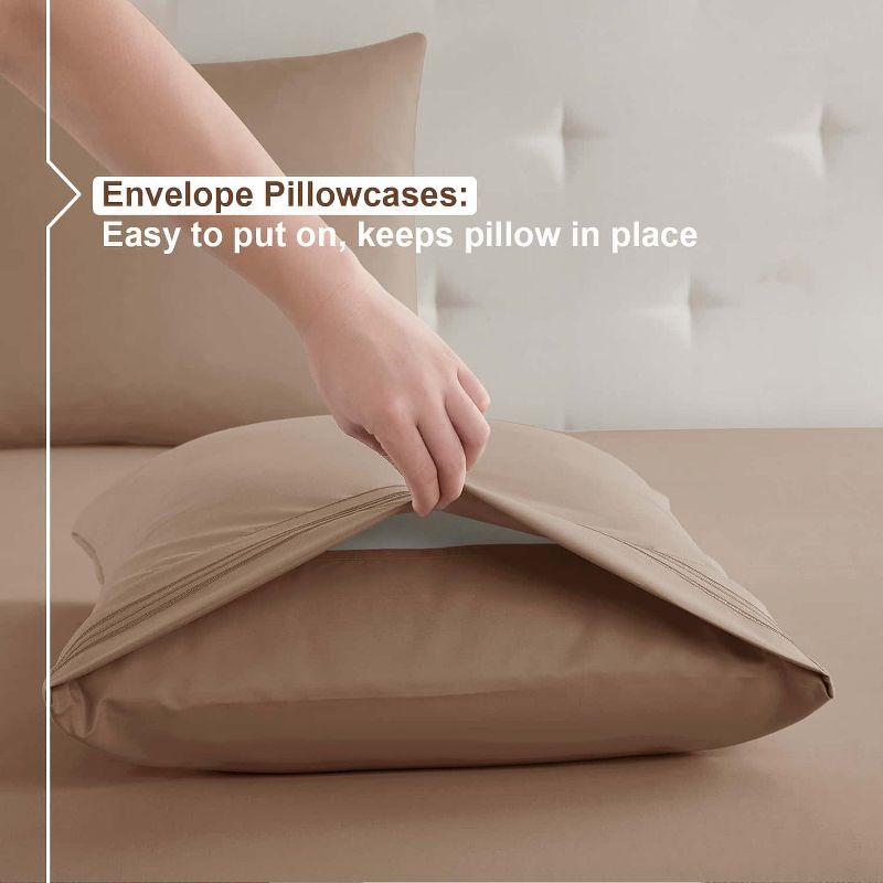 Nestl 4 Piece Queen Bed Sheet Set, Deep Pocket Extra Soft Microfiber Queen Sheets - Taupe Sand
