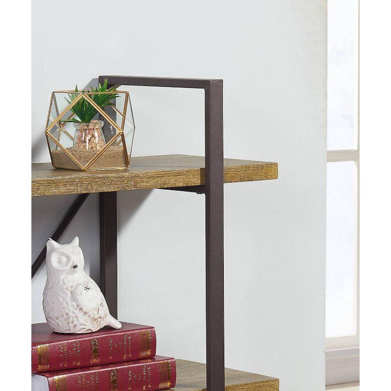 Danya B. 35.5" x 40" Three Level Rustic Shelving Unit: Laminated Storage, Metal Frame, Open Back Design