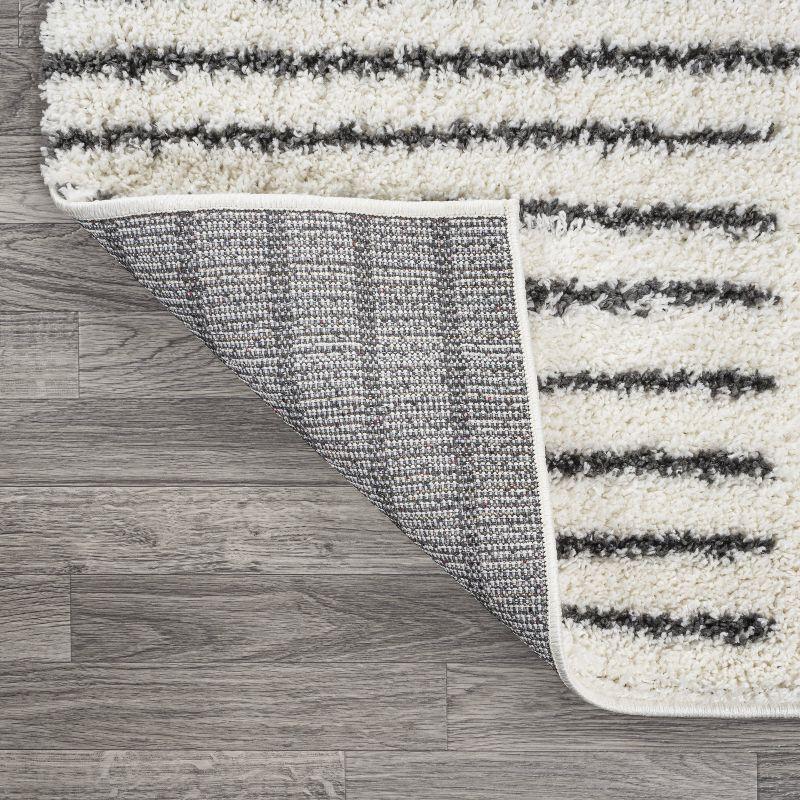 Petra Abstract Stripe Geometric Shag Area Rug - JONATHAN Y