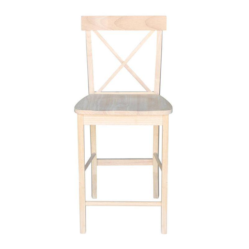 24" X Back Counter Height Barstool Unfinished - International Concepts: Hardwood Frame, Square Seat