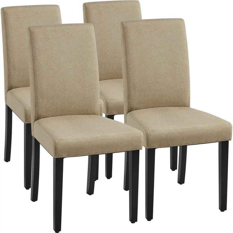 Khaki Upholstered Parsons Side Chair with Wood Legs, Set of 4