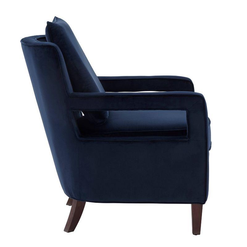 Questa Navy Blue Velvet Wooden Leg Accent Armchair