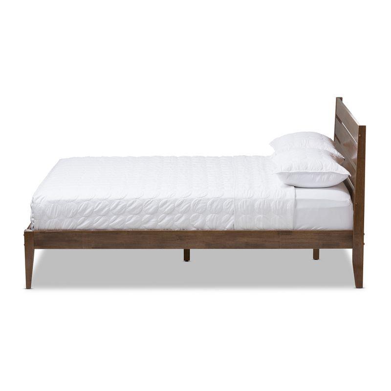 Elmdon Full Size Walnut Wood Slatted Headboard Platform Bed