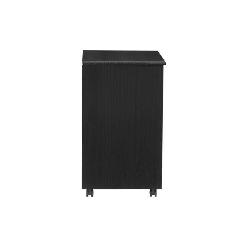 Cary Transitional 6 Drawer Solid Wood Contoured Handle Cut Out Wide Roll Cart Black - Linon: Pine Frame, Farmhouse Style, Portable Storage