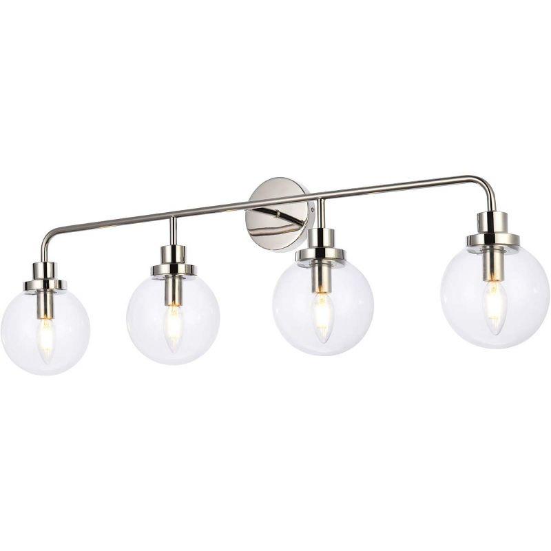 Elegant Lighting Hanson 4 lights bath sconce in polished nickel with clear shade