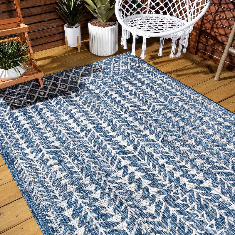 3'x5' Tokay Bohemian Geometric Indoor/Outdoor Area Rug, Blue/Ivory - JONATHAN Y