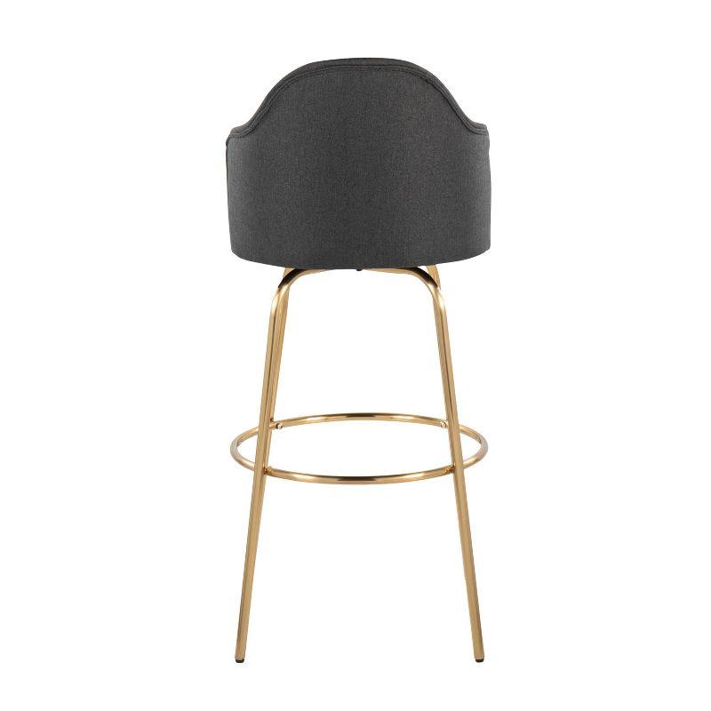 Set of 2 Ahoy Polyester/Metal Barstools Gold/Charcoal - LumiSource: Swivel, Upholstered, Fixed Height