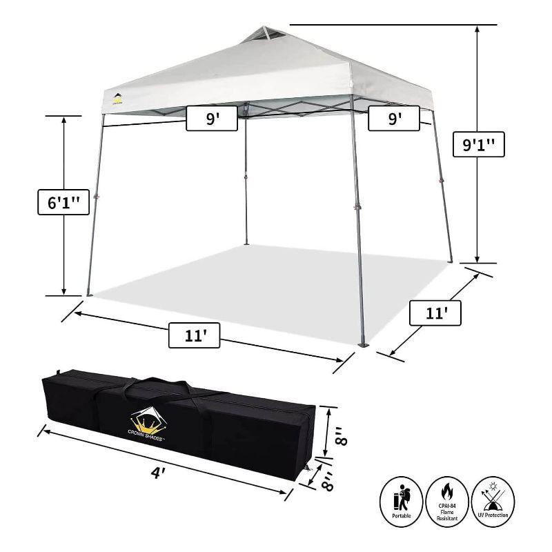 9x9 Pop Up Canopy Tent with Roller Bag – Slant Leg Outdoor Shade for Events & Camping White