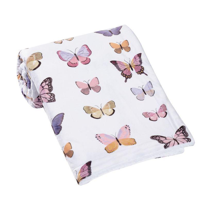 Lambs & Ivy Butterfly Dreams Ultra-Soft Fleece/Faux Shearling Baby Blanket