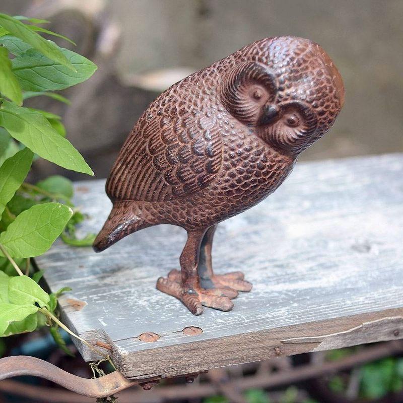 Bronze Cast Aluminum Owl Garden Statue, 5" Tall