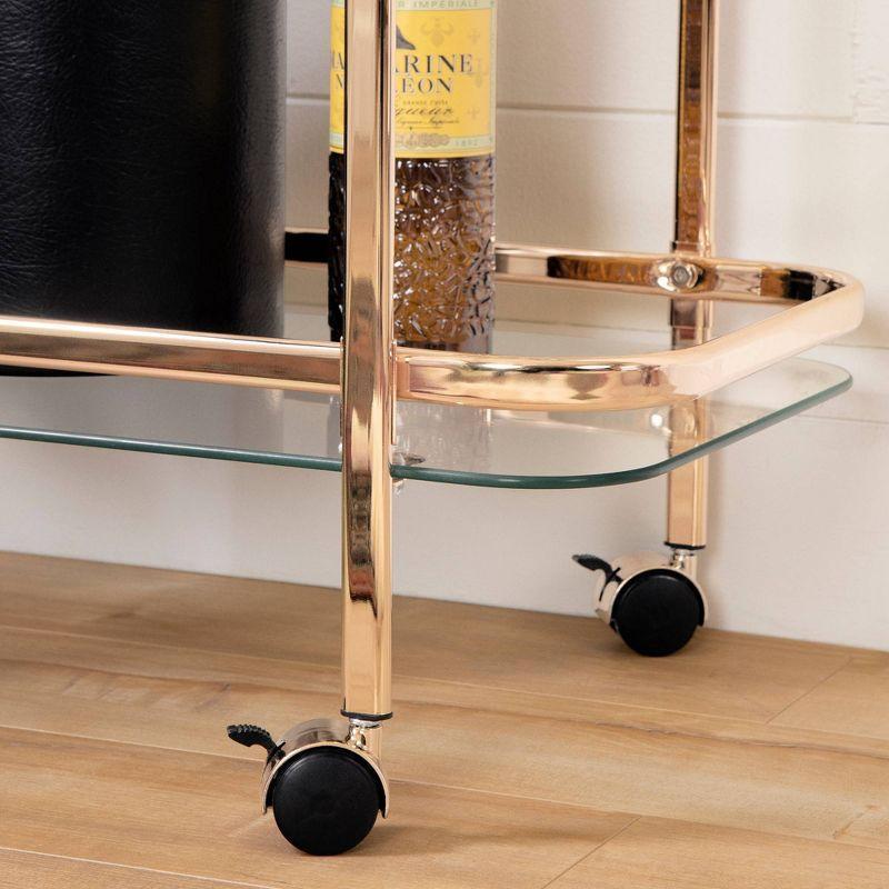 Elegant Gold and Glass Rolling Bar Cart with Storage