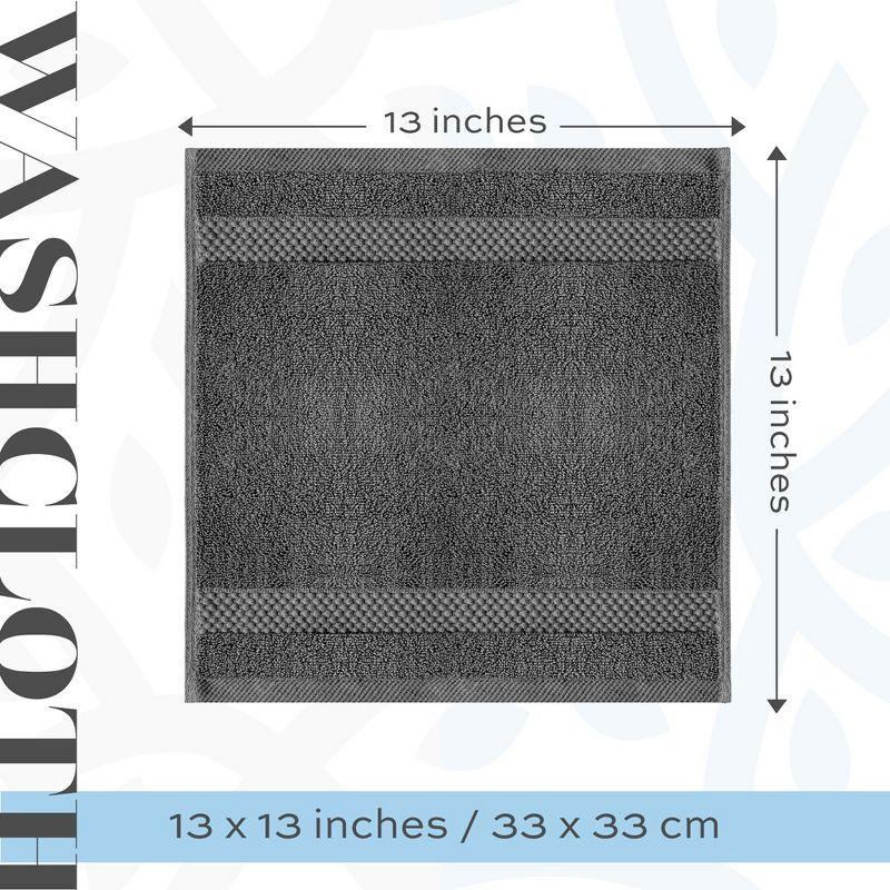 White Classic Luxury 100% Cotton Washcloths Set of 12 - 13x13" Gray