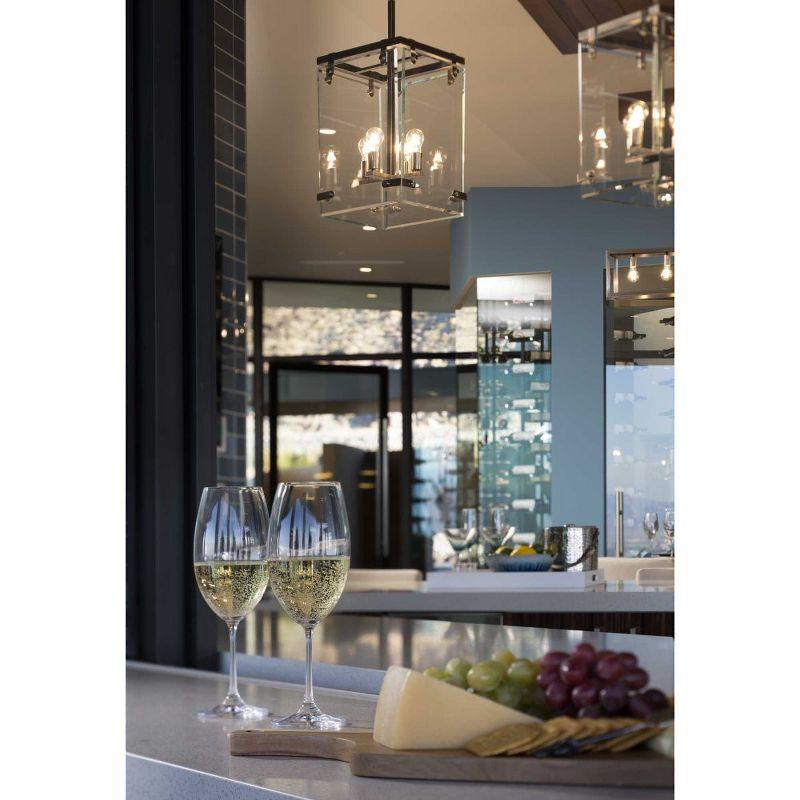 Progress Lighting Glayse 4-Light Pendant, Antique Bronze, Beveled Glass Shade