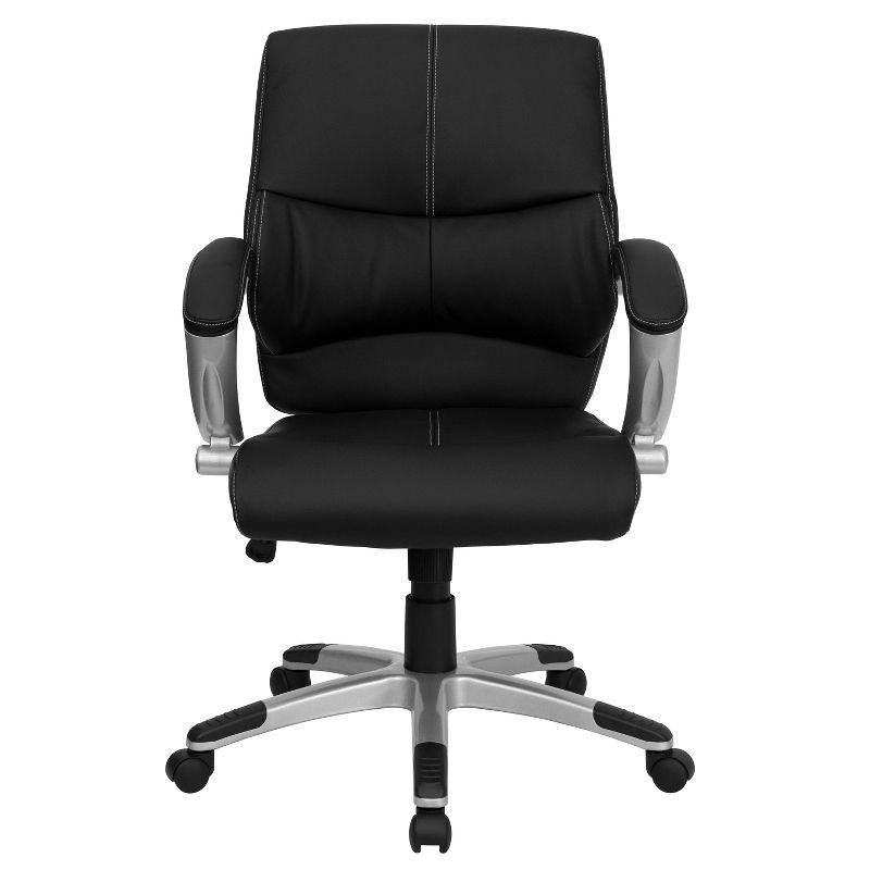 Flash Furniture Bodie Mid-Back Black LeatherSoft Contemporary Swivel Manager's Office Chair with Arms