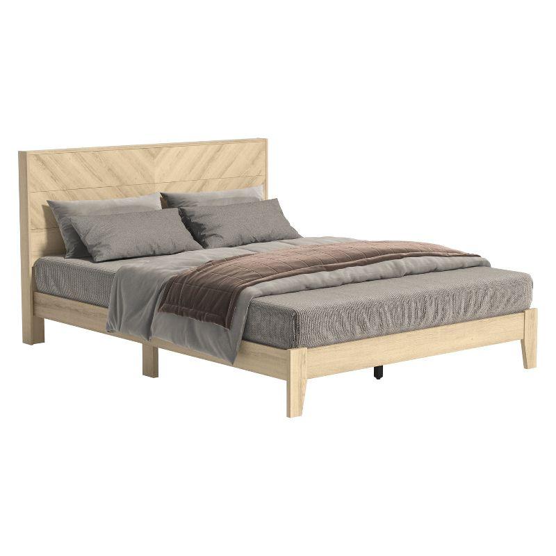 Weiss Oslo Oak Wood Frame Queen Platform Bed with Headboard