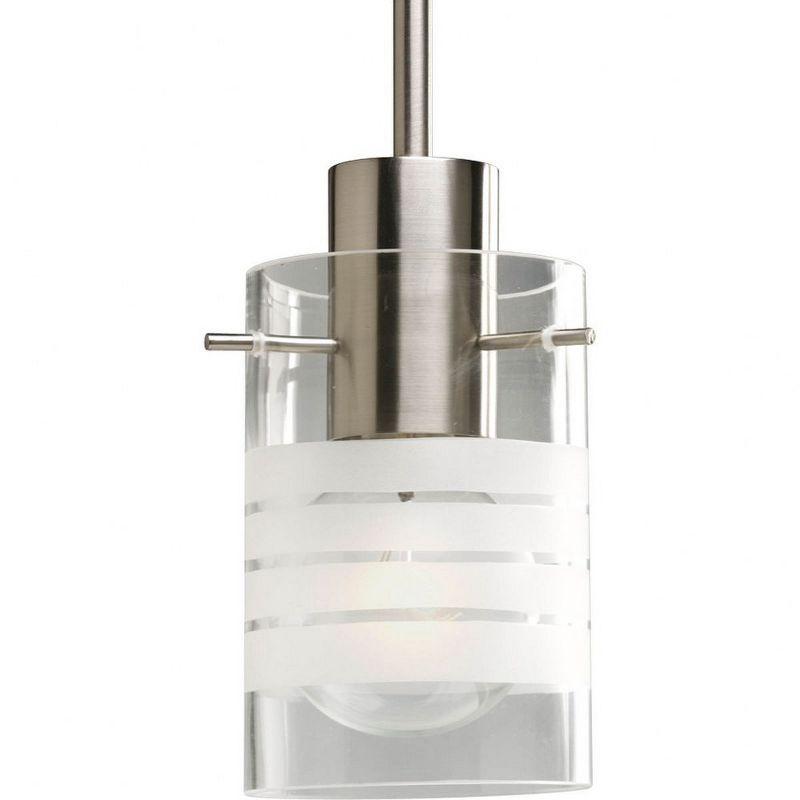 Fairview Brushed Nickel Mini Pendant with Clear and Etched Glass Shade