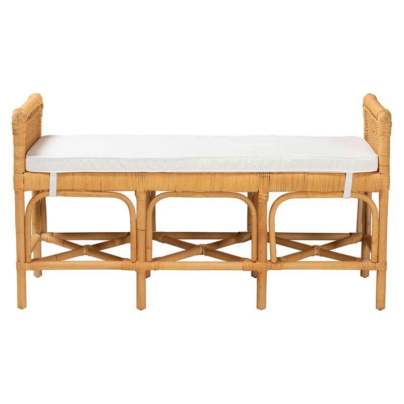 bali & pari Nairi Modern Bohemian Natural Brown Rattan Bench