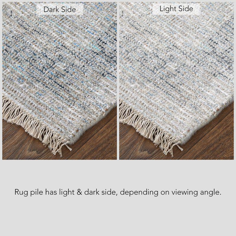 Gray and Blue 10' x 14' Wool Viscose Area Rug