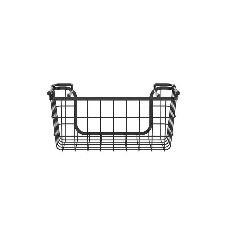 Oceanstar Stackable Metal Wire Storage Basket Set for Pantry, Countertop, Kitchen or Bathroom – Black, Set of 3