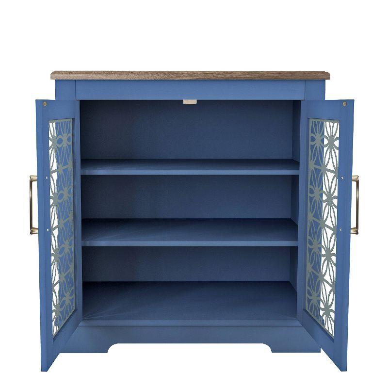 30" Storage Sideboard Buffet Cabinet Navy - Home Essentials: Rustic Bohemian Style, Adjustable Shelves, Tempered Glass Doors
