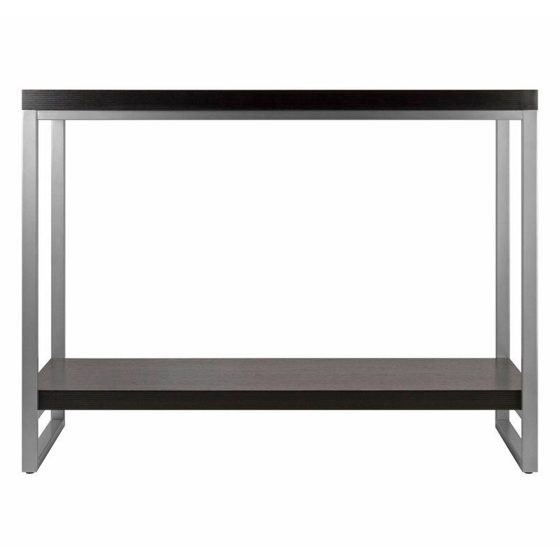 Jared Console Table, Enamel Steel Tube - Dark Espresso - Winsome: Entryway Accent, Bottom Shelf Storage