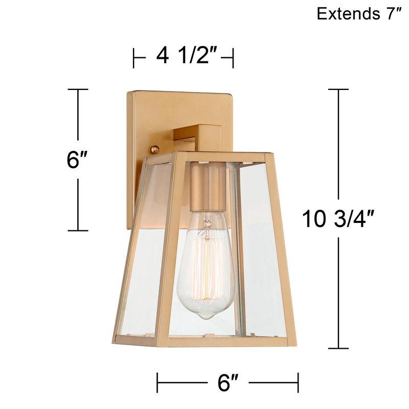 John Timberland Arrington 10 3/4" High Farmhouse Rustic Outdoor Wall Light Fixture Mount Porch House Edison Bulb Soft Gold Finish Metal Glass Shade