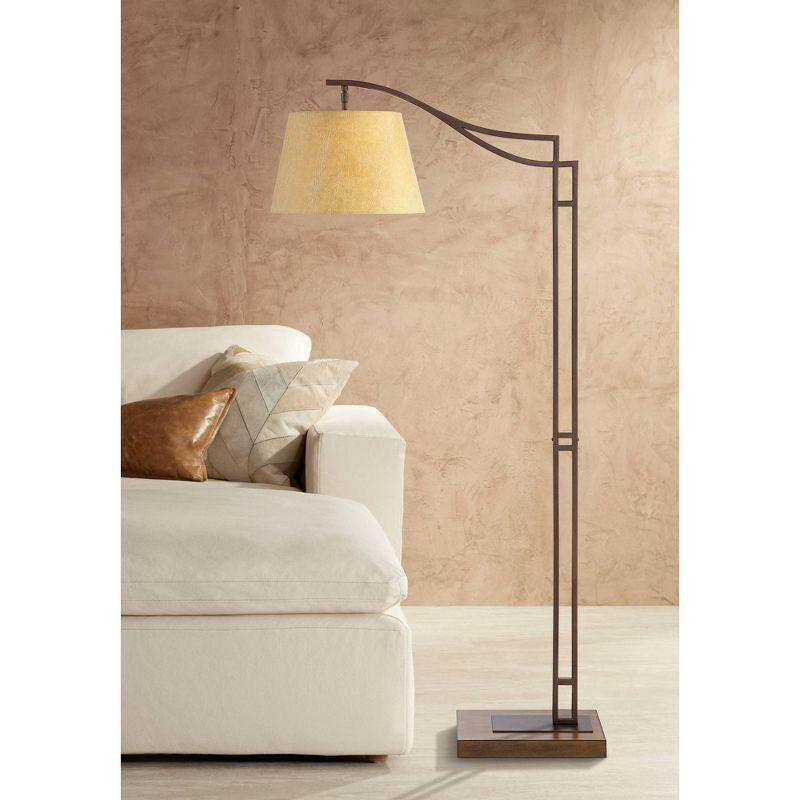 Tahoe 60" Bronze Metal & Faux Leather Industrial Arc Floor Lamp