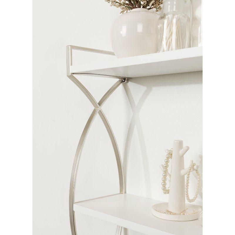 Arietta 3-Tier White and Silver Metal Wall Shelf