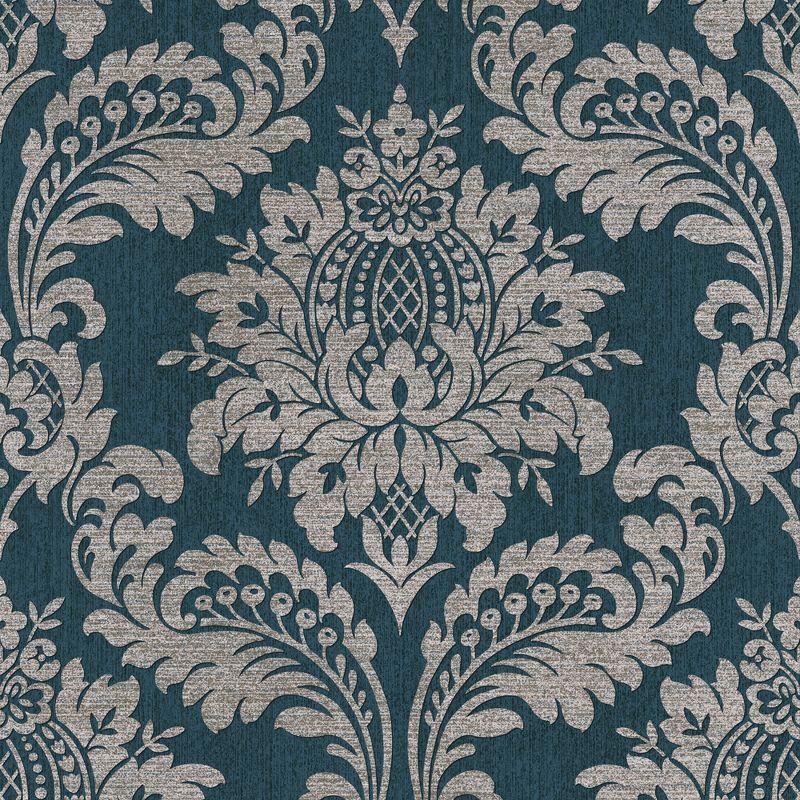 Archive Damask Teal and Gold Wallpaper