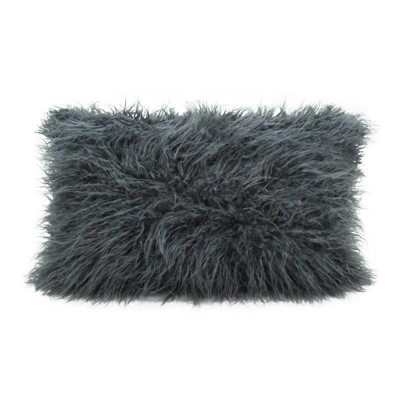 Poly Filled Faux Mongolian Fur Throw Pillow - Saro Lifestyle