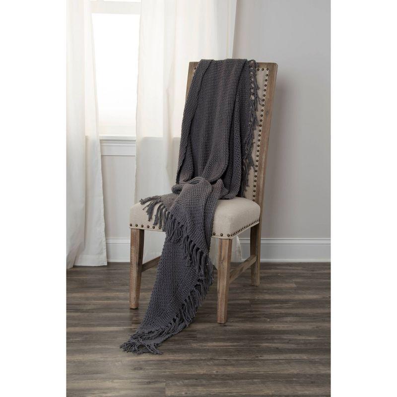 50" x 60" Dark Gray Cotton Woven Throw Blanket