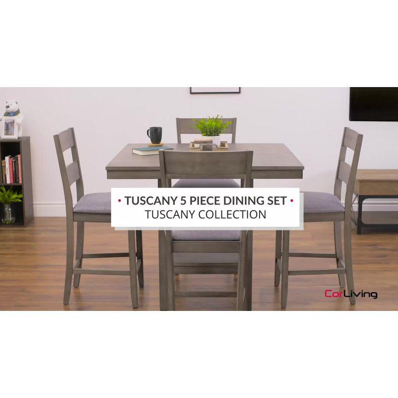 Set of 2 Tuscany Counter Height Dining Chair Washed Gray - CorLiving: Upholstered Square Stools, Footrest, Rubberwood