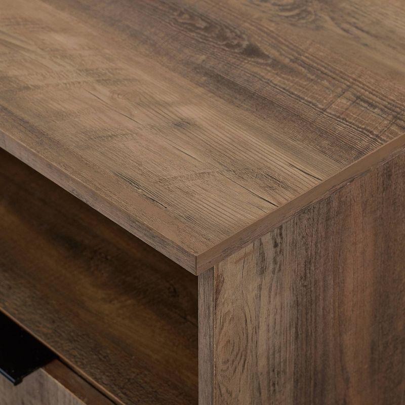 58" 4 Door Contemporary Storage Console Sideboard Rustic Oak - Saracina Home: Modern Laminated MDF Credenza