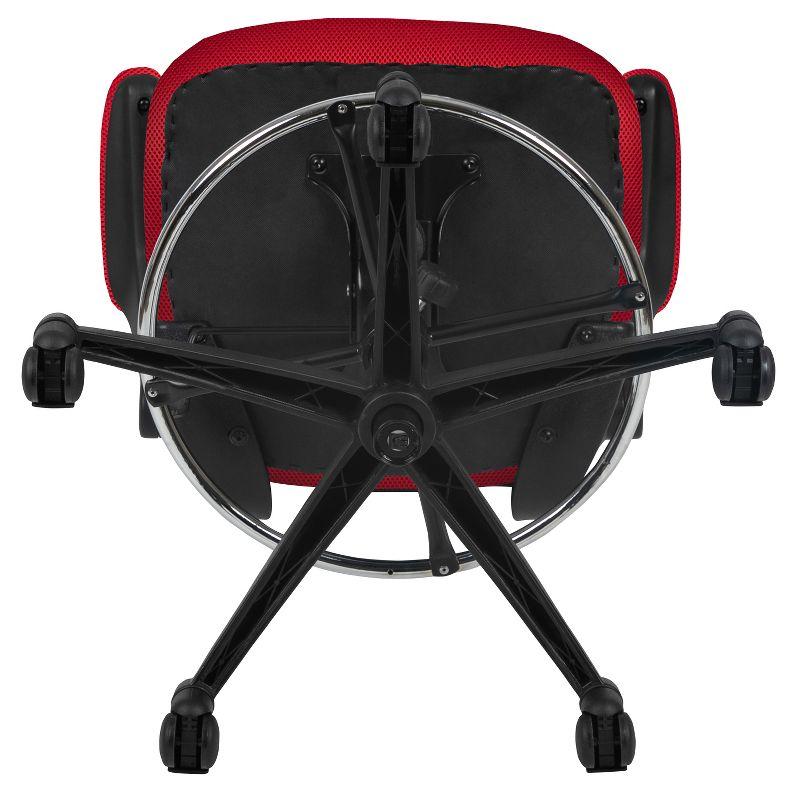 Emma and Oliver Mid-Back Red Mesh Ergonomic Drafting Chair with Foot Ring and Flip-Up Arms