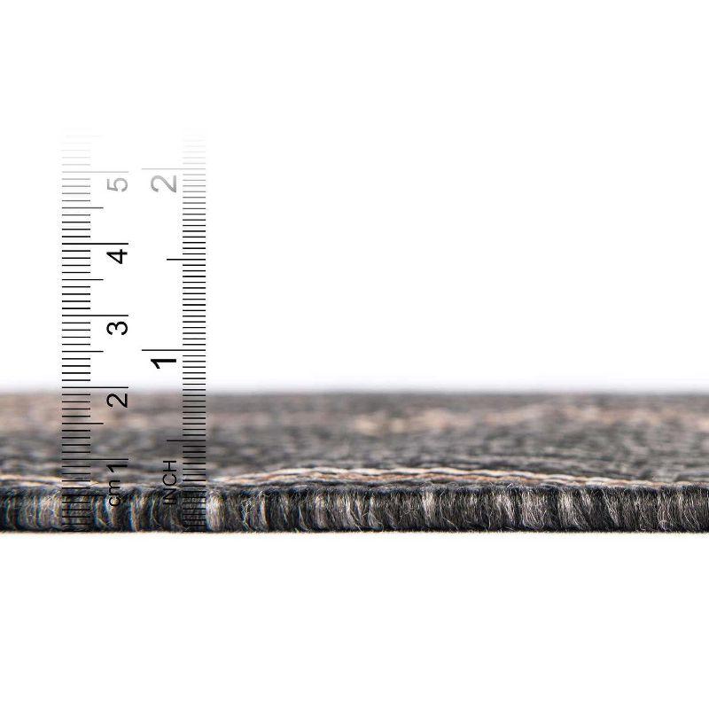 Unique Loom 6' 1 x 9' 0 Rectangle Indoor/Outdoor Traditional Charcoal Gray Area Rug