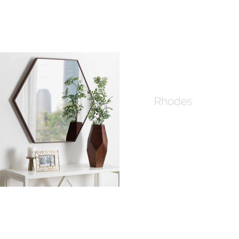 22" x 25" Rhodes Hexagon Wall Mirror Walnut Brown - Kate & Laurel: Modern Plastic Frame, No Assembly Required