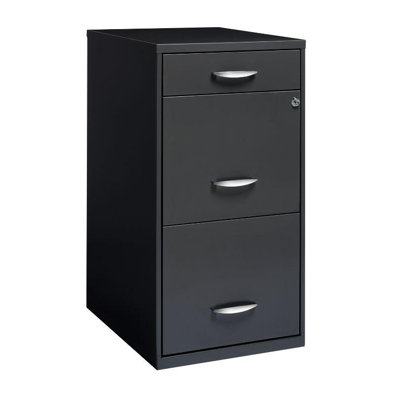 Space Solutions 18" Deep 3 Drawer Metal Organizer File Cabinet with Pencil Drawer Charcoal: Steel Vertical Storage