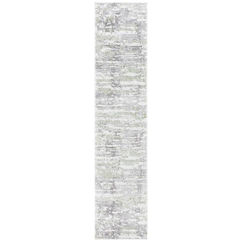 Gray Abstract Hand-Knotted Stain-Resistant Runner Rug