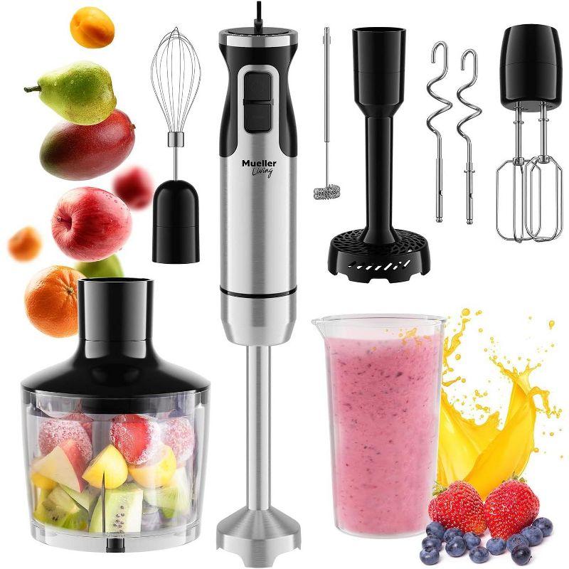 MuellerLiving Hand Immersion Blender - 8 Speed Stainless Steel Electric, Emulsion Blender with Turbo Mode