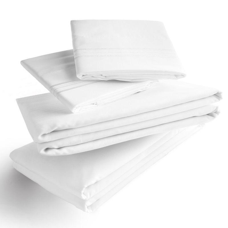 Queen White Microfiber 4-Piece Sheet Set