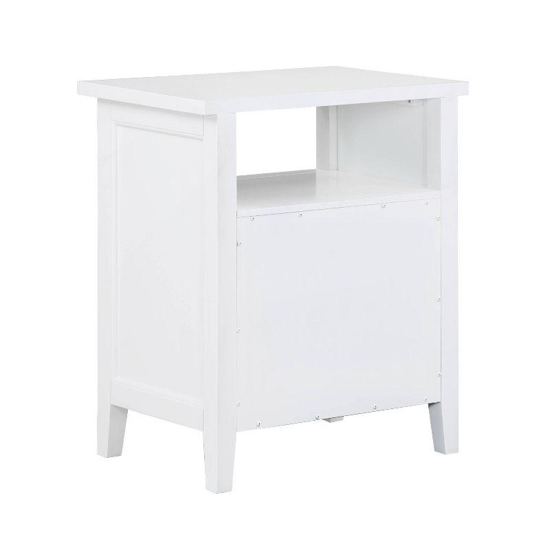 Comfort Pointe Walker Nightstand White: Poplar Wood, Nickel Knobs, Metal Ball Bearing Glides